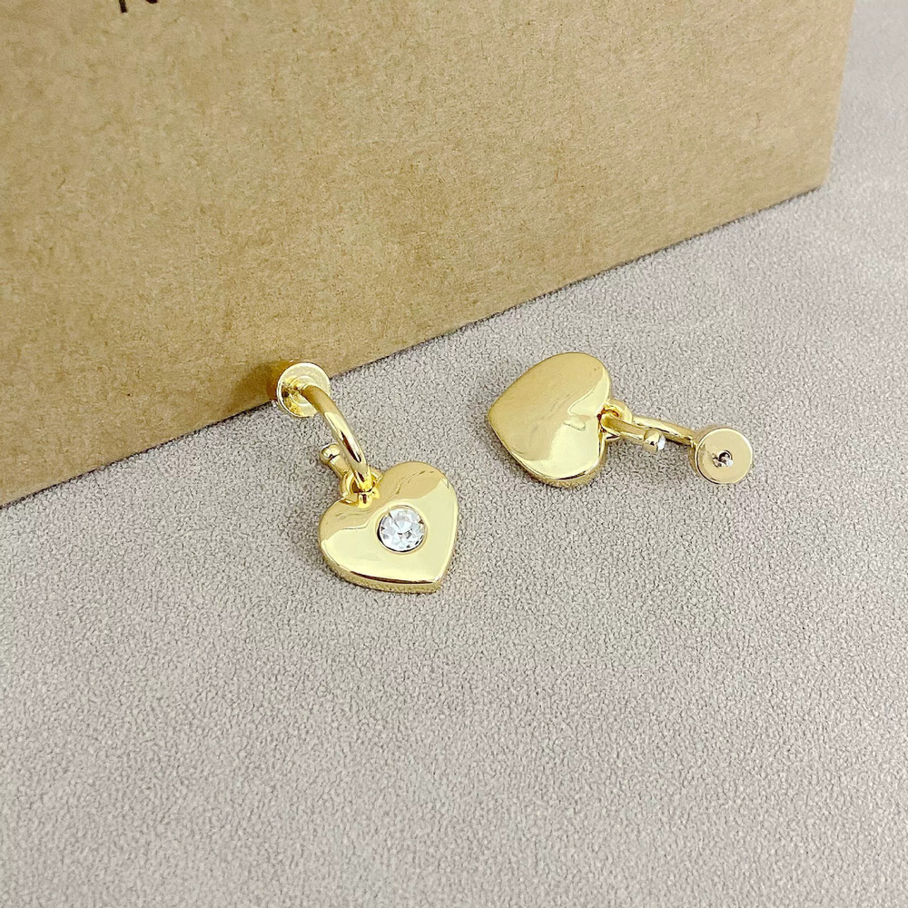 Coach Heart Shape Crystal Rhinestone Earrings - Picture 3 of 7